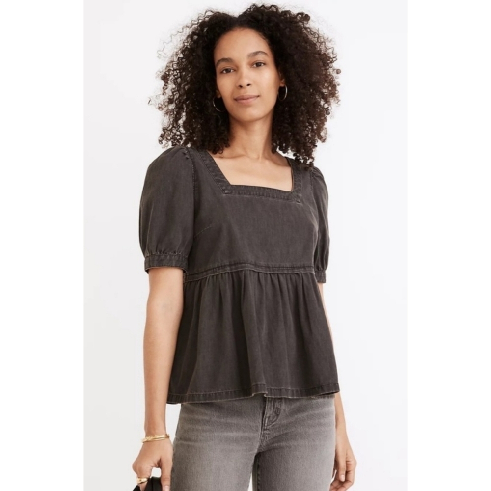 Madewell Denim Babydoll Top in Lunbar Wash Size M